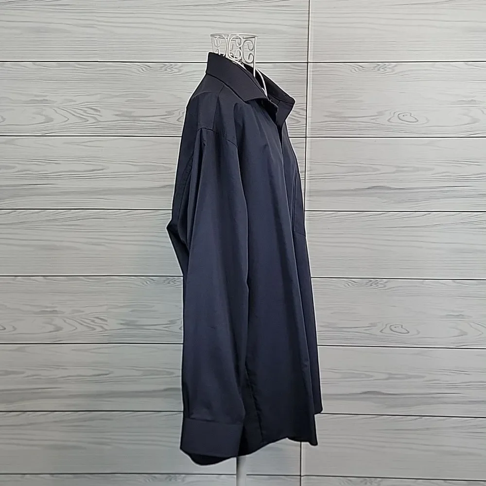 Van Heusen Black Dress Shirt Regular Fit Stretch Collar Mens Size 16.5
